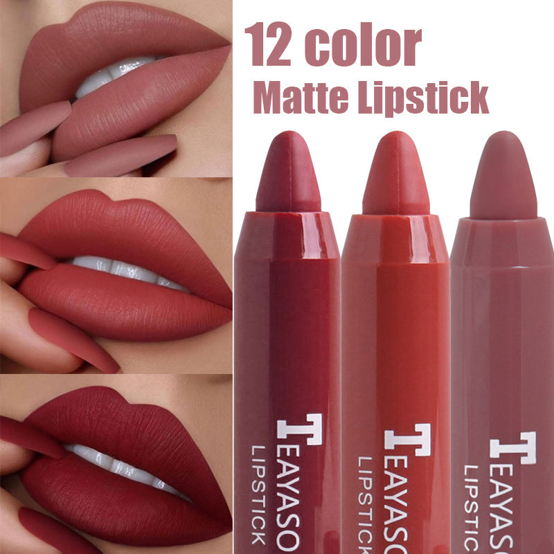 12 Colors Sexy Matte Lipstick Waterproof Long Lasting Color Rendering Non-stick Velvet Lips Liner Pencil Woman Makeup Cosmetics Valentine's Day Gifts