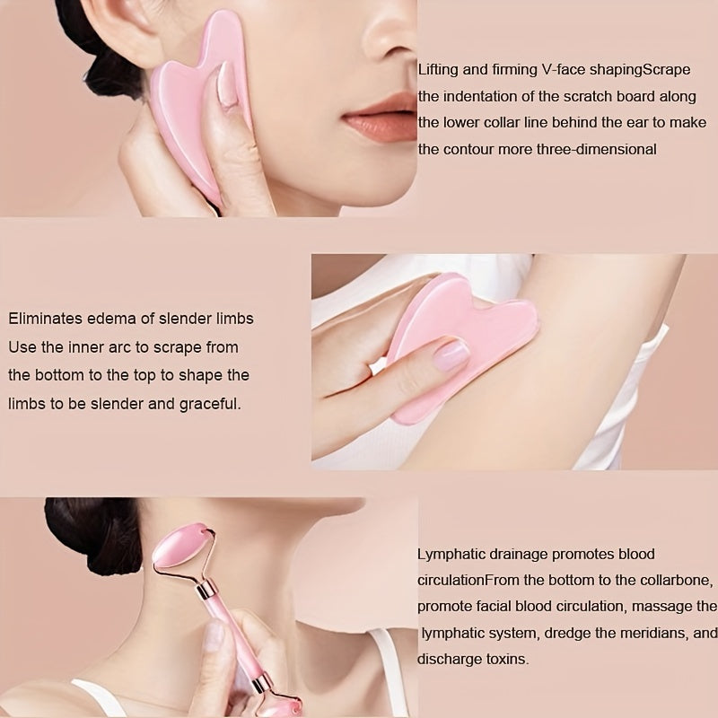 1/2pcs Gua Sha Face Massage Tool Face Roller - Heart Shape Guasha Board Facial Beauty Skin Care Tools - Self Care Gift - Mother's Day Gift