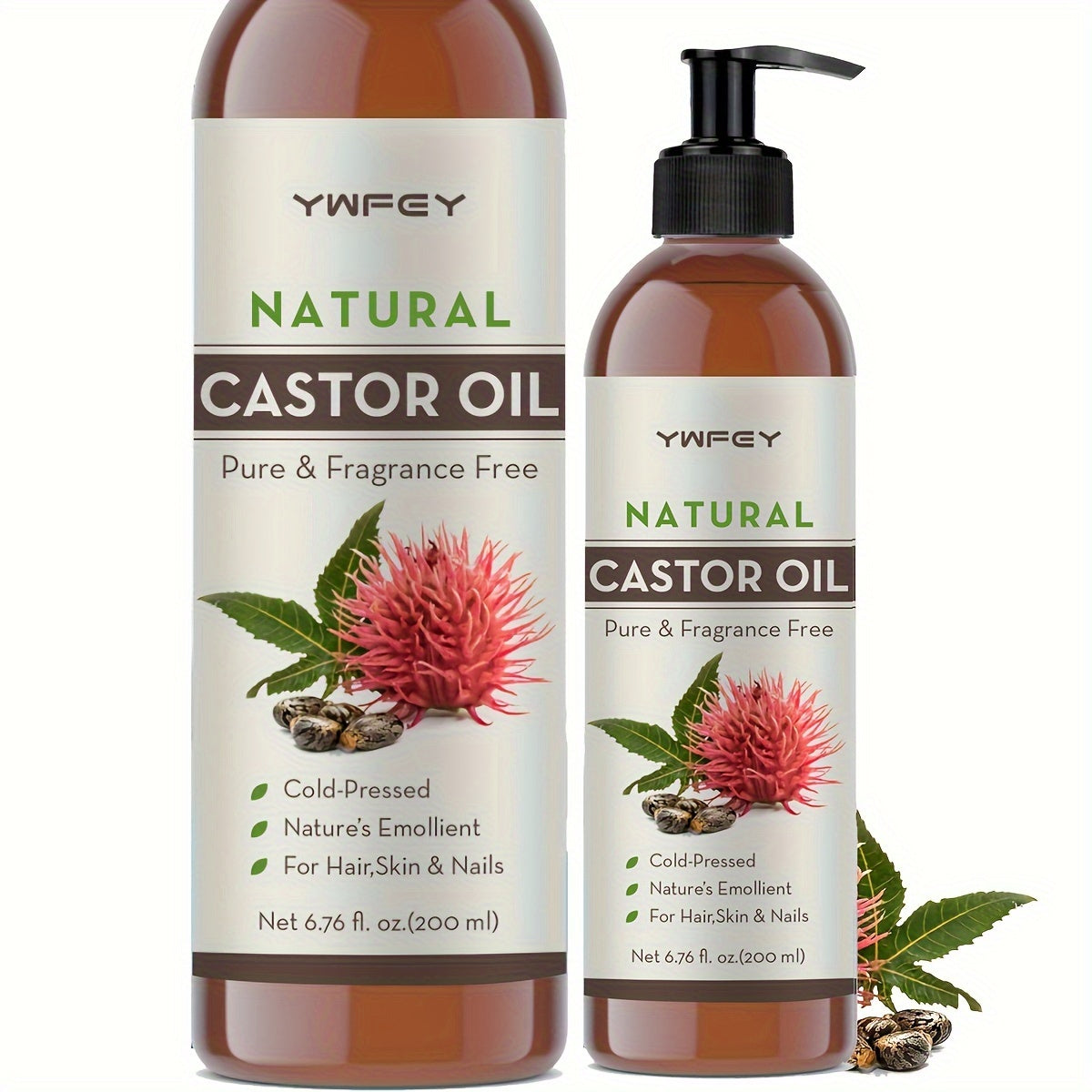 6.76oz Castor Oil For Eyelashes, Eyebrows, Hair & Skin Care | Cold Pressed Unrefined Hexane-Free