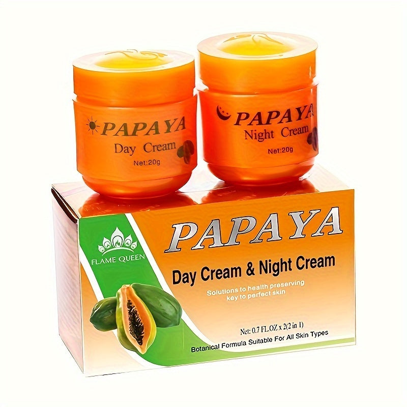 2pcs Papaya Skin Care Cream Set - Face Moisturizers for Day and Night, Moisturizing Face Essence with Hydrating and Nourishing Properties