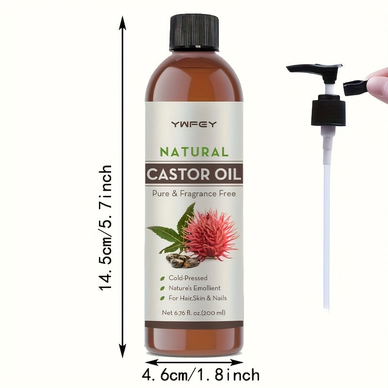 6.76oz Castor Oil For Eyelashes, Eyebrows, Hair & Skin Care | Cold Pressed Unrefined Hexane-Free