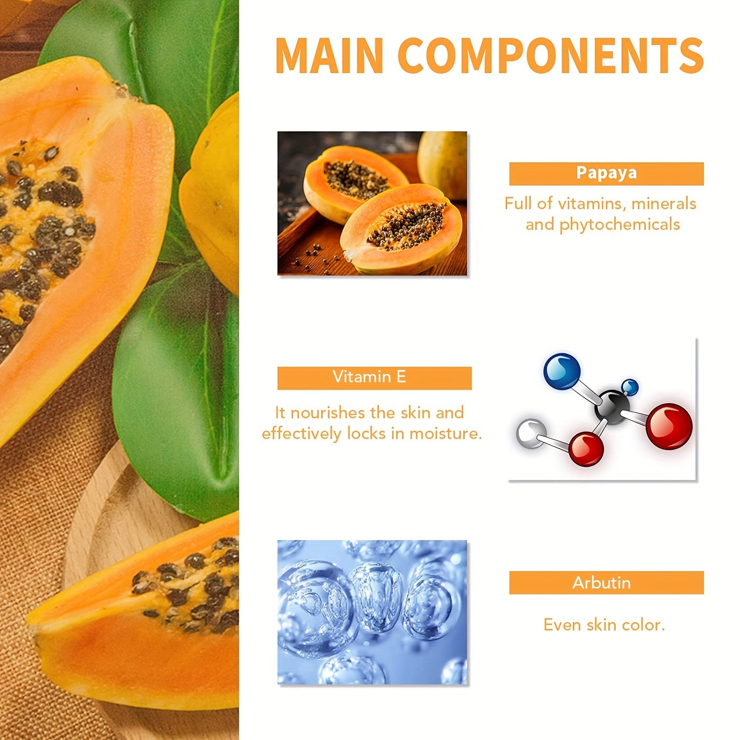 2pcs Papaya Skin Care Cream Set - Face Moisturizers for Day and Night, Moisturizing Face Essence with Hydrating and Nourishing Properties