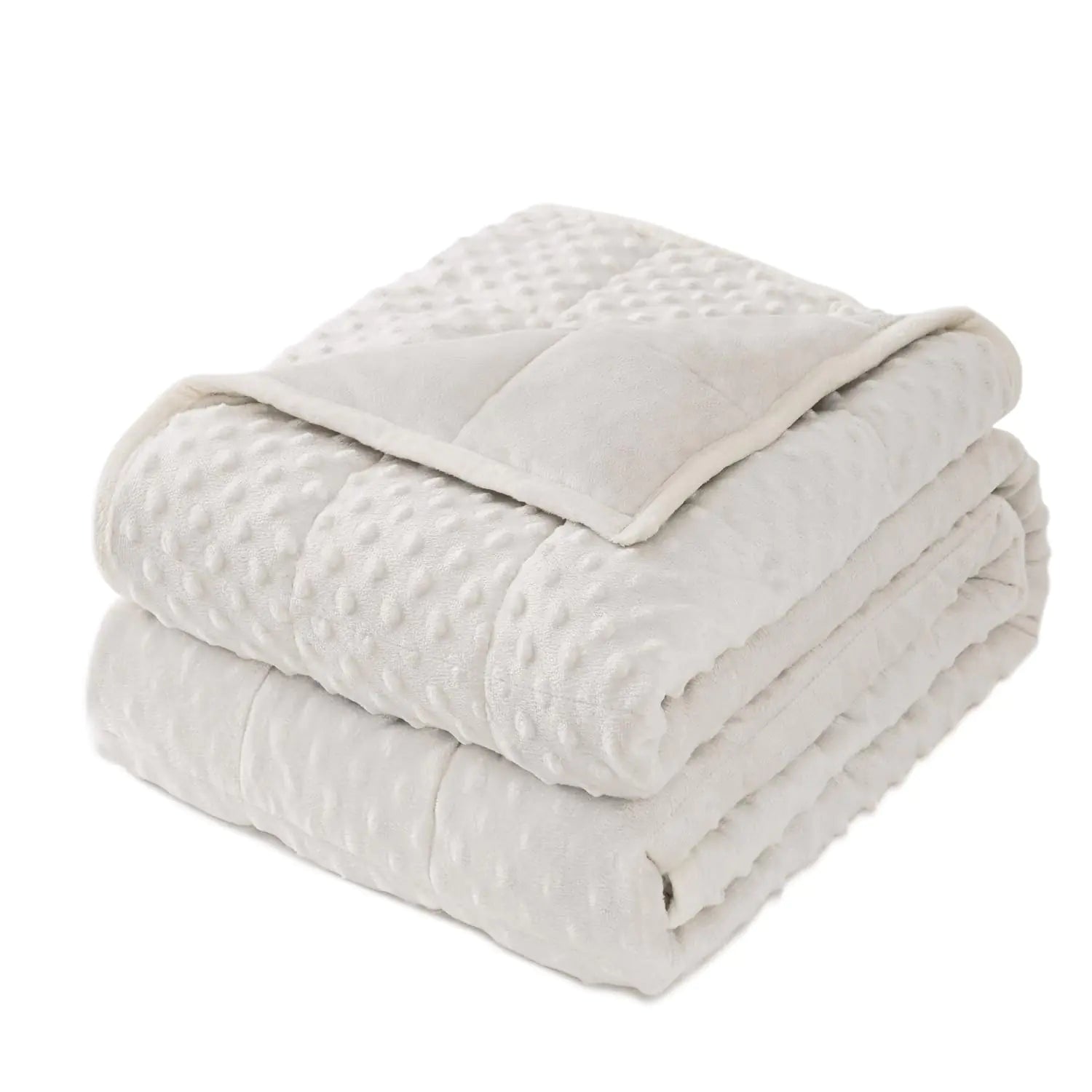 Wemore Minky Dot Weighted Blanket for Adults King Size 15 lbs Soft Cozy Heavy Blanket for Bed and Couch Breathable Blanket for All-Season with Glass Beads White 80 x 87 inches