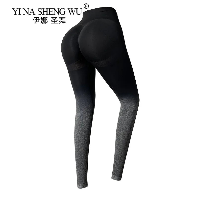Gradient Color Energy Legging Women Workout Fitness Jogging Running Leggings Gym Tights Stretch Sportswear Yoga Pants Sportswear