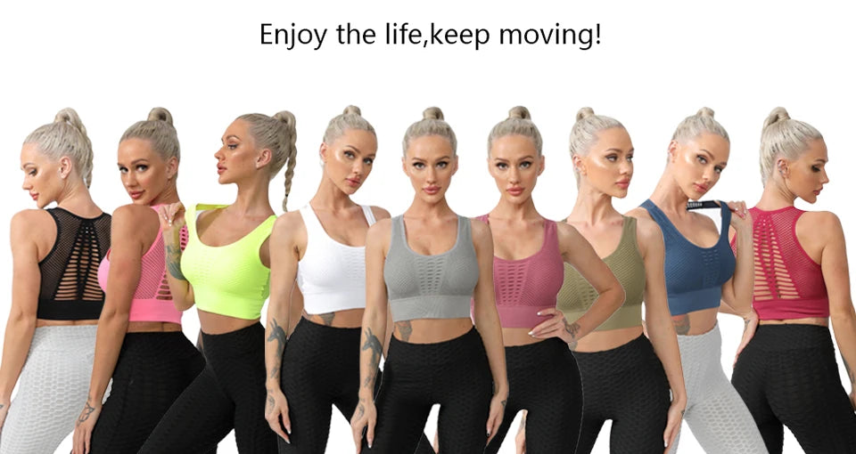 Women Sports Bra Without Bones Gym Shockproof Mesh Sports Quick-drying Bra Running Fitness Yoga Women Training Sports Underwear