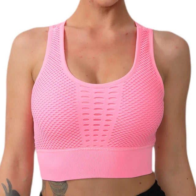 Women Sports Bra Without Bones Gym Shockproof Mesh Sports Quick-drying Bra Running Fitness Yoga Women Training Sports Underwear
