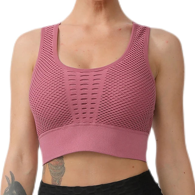 Women Sports Bra Without Bones Gym Shockproof Mesh Sports Quick-drying Bra Running Fitness Yoga Women Training Sports Underwear
