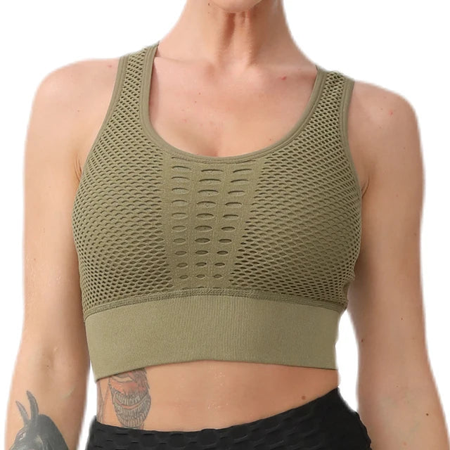 Women Sports Bra Without Bones Gym Shockproof Mesh Sports Quick-drying Bra Running Fitness Yoga Women Training Sports Underwear