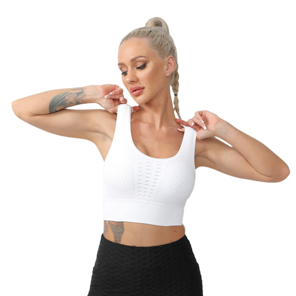 Women Sports Bra Without Bones Gym Shockproof Mesh Sports Quick-drying Bra Running Fitness Yoga Women Training Sports Underwear