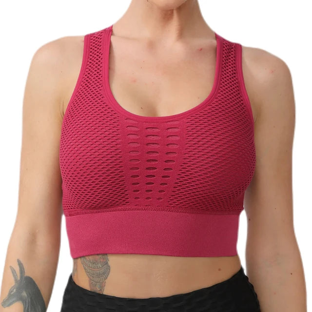 Women Sports Bra Without Bones Gym Shockproof Mesh Sports Quick-drying Bra Running Fitness Yoga Women Training Sports Underwear