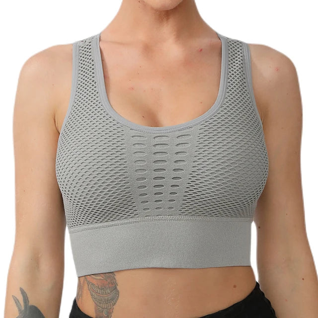 Women Sports Bra Without Bones Gym Shockproof Mesh Sports Quick-drying Bra Running Fitness Yoga Women Training Sports Underwear