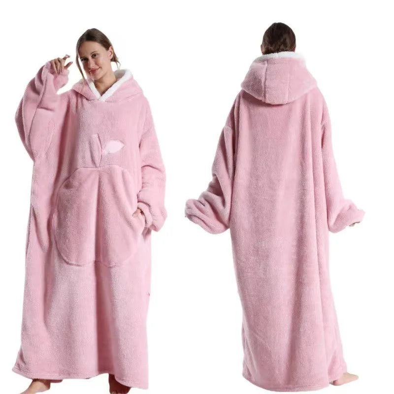 Home Quality Hooded Sweater Blanket Soft Polar Fleece Blanket with Sleeves Large Pocket Warm Thick TV Hoodie Robe Couple 이불 Плед