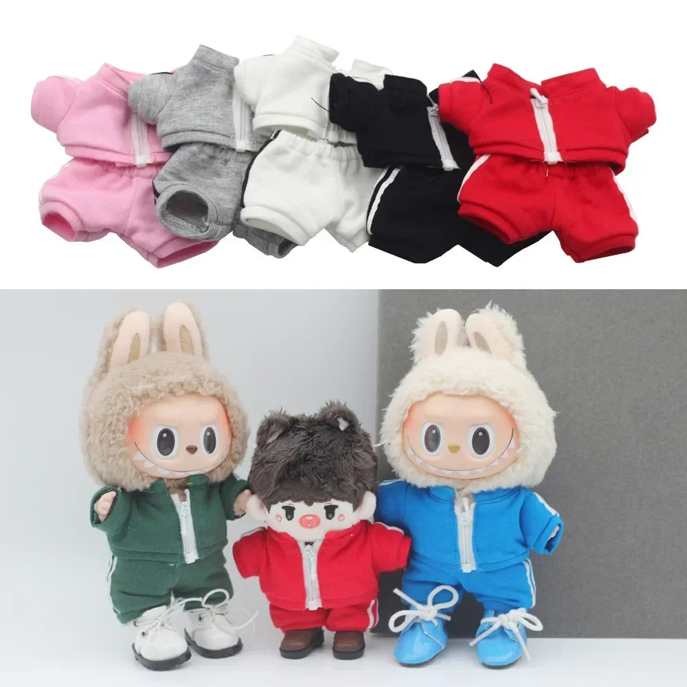 Labubu Doll Casual Clothing - Solid Color Sportswear Suit, Breathable Cotton Outfit Change Doll Clothes, Comfortable Daily Wear