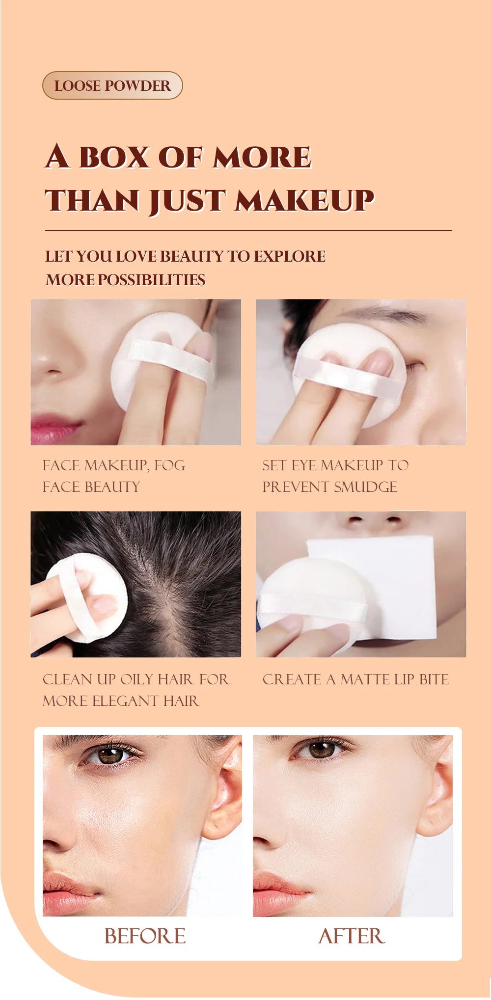 4PCS Makeup Base Set 15ml Face Primer 30ml Matte Liquid Foundation 5g Setting Loose Powder with Soft Puff for Flawless Look