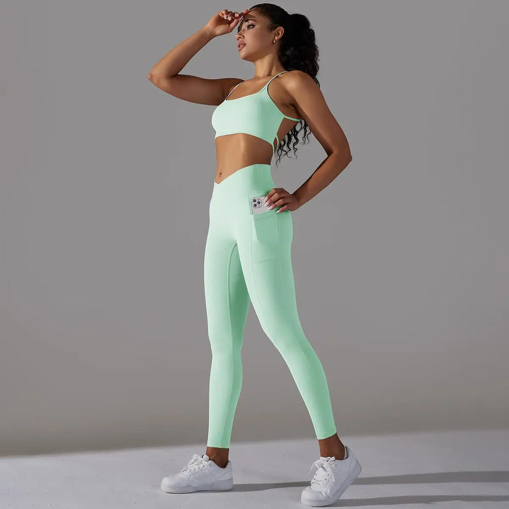 Sports Bra and Leggings Two Piece Sets Womens Outifits Naked Feeling Gym Female Fitness Set Work Out Clothing Women Sports Set