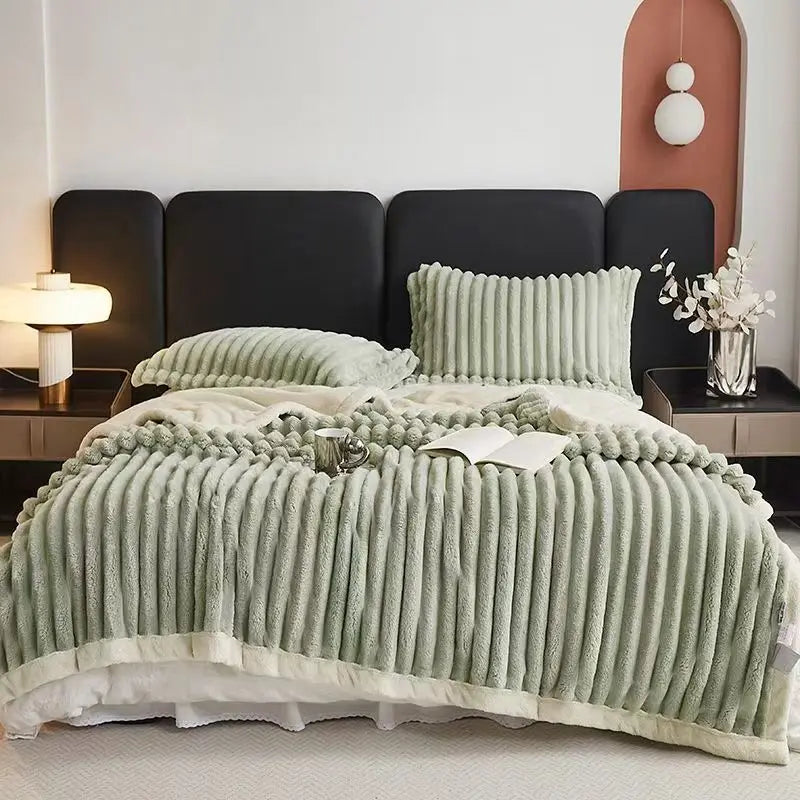 1pc Weighted Fleece Blanket -Soft, Warm, Throw for Bedroom, Living Room, Student Dormitory, Car, Sofa,8lbs With Sherpa