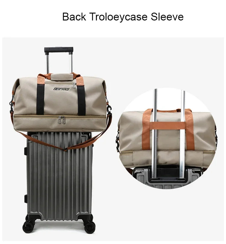 Large Capacity Travel Fitness Bag Waterproof Sports Duffel Bag for Men Portable Short Distance Luggage Workout Gym Bag