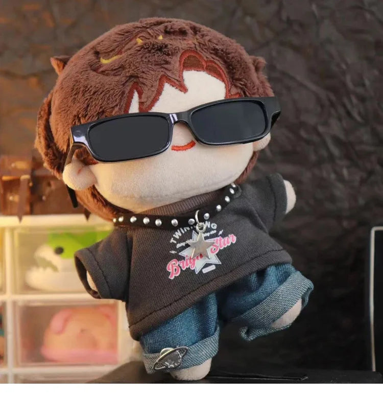 Labubu Clothes For 15/17cm V1 V2 V3 Plush Idol Doll Hip Hop T-Shirt Pants Necklace 3PCS/Pack Decoration Accessories Fans Gift