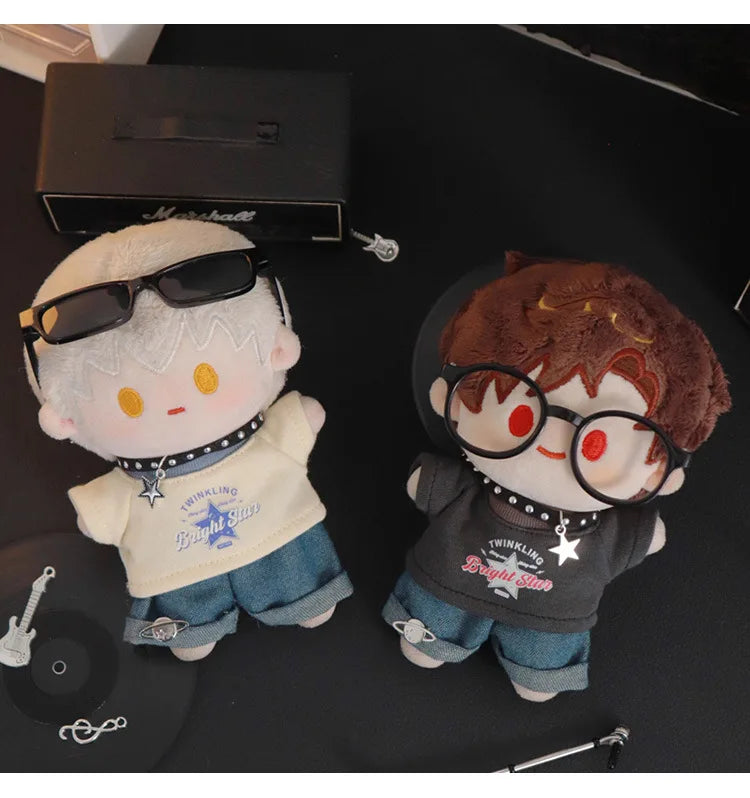 Labubu Clothes For 15/17cm V1 V2 V3 Plush Idol Doll Hip Hop T-Shirt Pants Necklace 3PCS/Pack Decoration Accessories Fans Gift