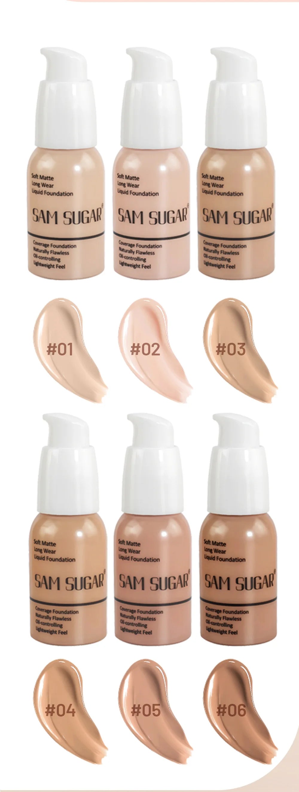 4PCS Makeup Base Set 15ml Face Primer 30ml Matte Liquid Foundation 5g Setting Loose Powder with Soft Puff for Flawless Look
