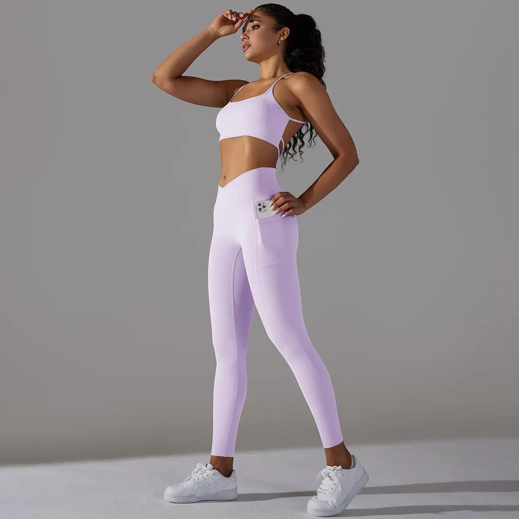 Sports Bra and Leggings Two Piece Sets Womens Outifits Naked Feeling Gym Female Fitness Set Work Out Clothing Women Sports Set