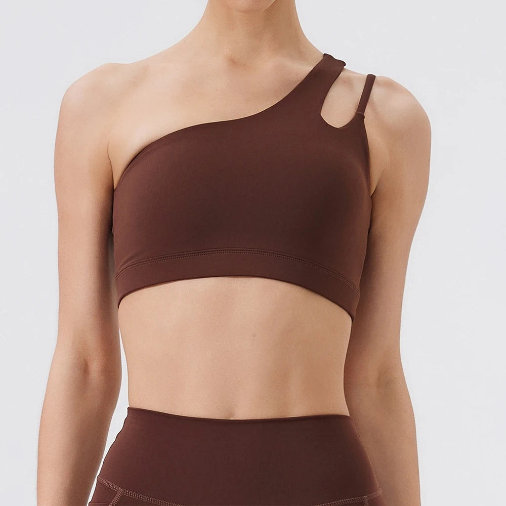 Women Sports Bra Push Up Fitness Bras One Shoulder Shockproof Yoga Bra Breathable Gym Yoga Running Bra Sexy Vest ﻿