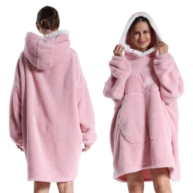 Home Quality Hooded Sweater Blanket Soft Polar Fleece Blanket with Sleeves Large Pocket Warm Thick TV Hoodie Robe Couple 이불 Плед