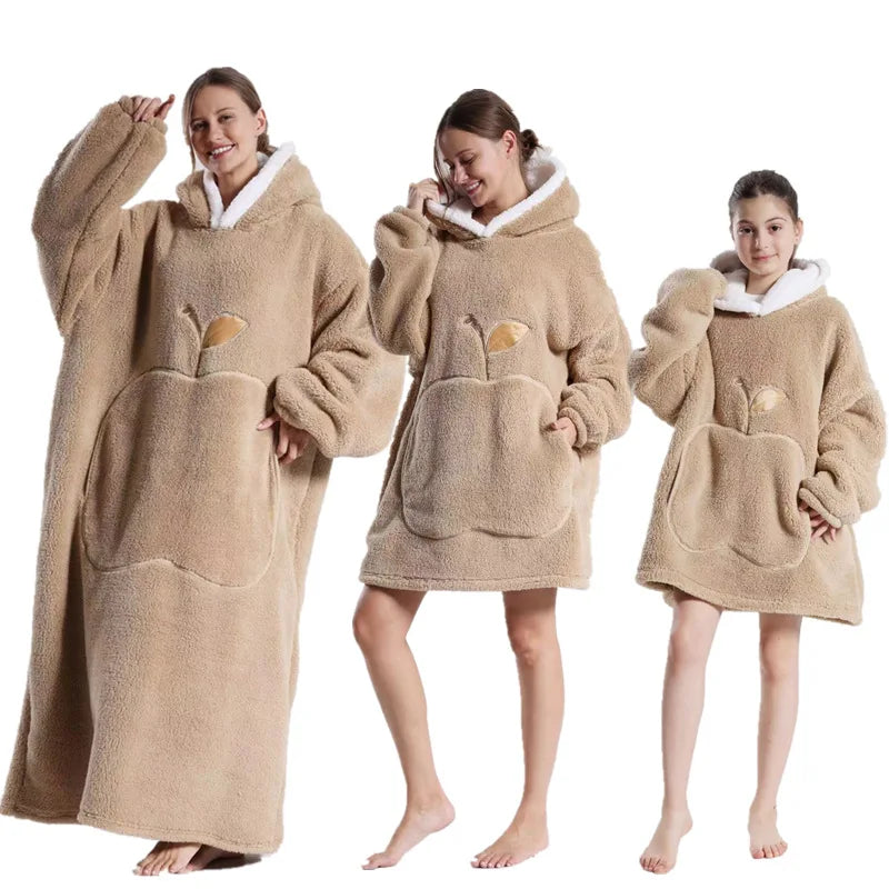 Home Quality Hooded Sweater Blanket Soft Polar Fleece Blanket with Sleeves Large Pocket Warm Thick TV Hoodie Robe Couple 이불 Плед