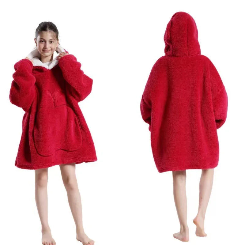 Home Quality Hooded Sweater Blanket Soft Polar Fleece Blanket with Sleeves Large Pocket Warm Thick TV Hoodie Robe Couple 이불 Плед
