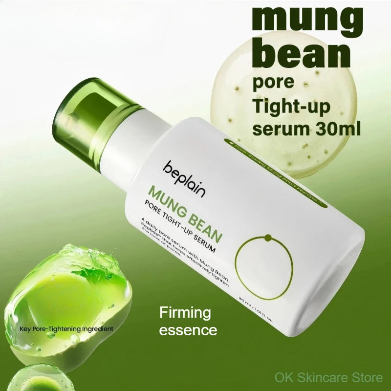 Korean Skincare Set Beplain Mung Bean Face Cleansing Foam,Face Serum,Exfoliate Pore Remover Clay Mask and Cleansing Oil 4pcs Set
