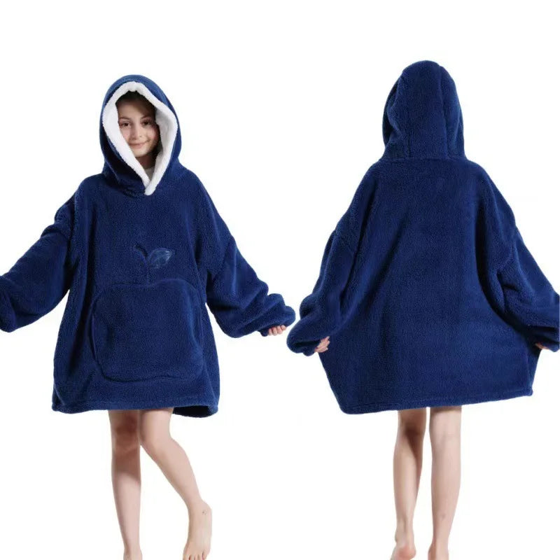 Home Quality Hooded Sweater Blanket Soft Polar Fleece Blanket with Sleeves Large Pocket Warm Thick TV Hoodie Robe Couple 이불 Плед