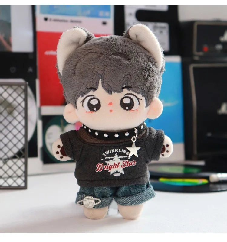 Labubu Clothes For 15/17cm V1 V2 V3 Plush Idol Doll Hip Hop T-Shirt Pants Necklace 3PCS/Pack Decoration Accessories Fans Gift
