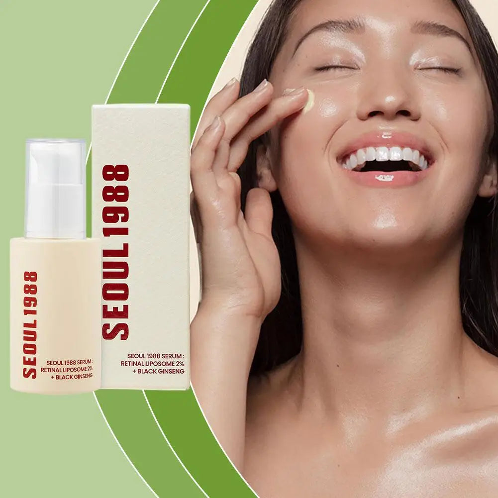 Korean SEOUL 1988 Skin Care Set - Retinol Eye Cream, Ginseng Niacinamide Serum, Cleanser, Lightens Fine Lines Dark Circle