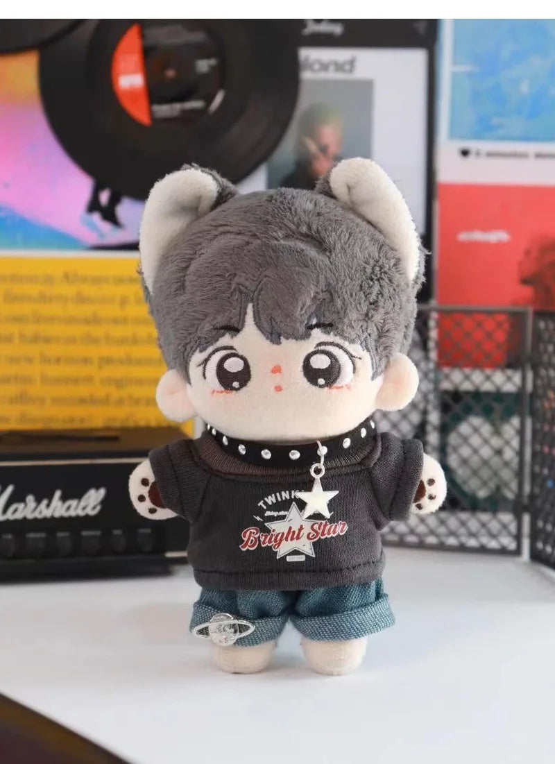 Labubu Clothes For 15/17cm V1 V2 V3 Plush Idol Doll Hip Hop T-Shirt Pants Necklace 3PCS/Pack Decoration Accessories Fans Gift