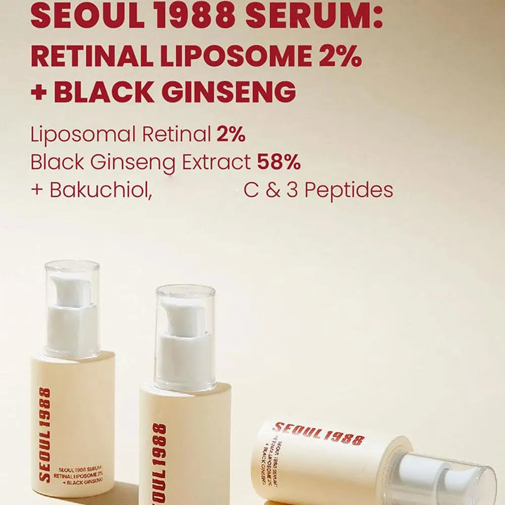 Korean SEOUL 1988 Skin Care Set - Retinol Eye Cream, Ginseng Niacinamide Serum, Cleanser, Lightens Fine Lines Dark Circle