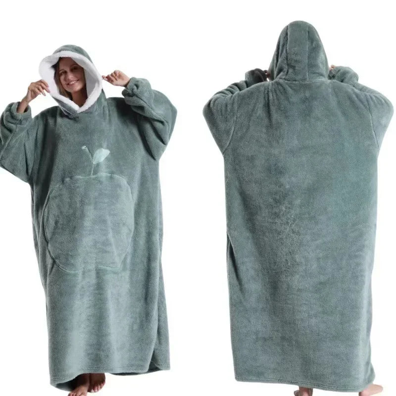 Home Quality Hooded Sweater Blanket Soft Polar Fleece Blanket with Sleeves Large Pocket Warm Thick TV Hoodie Robe Couple 이불 Плед