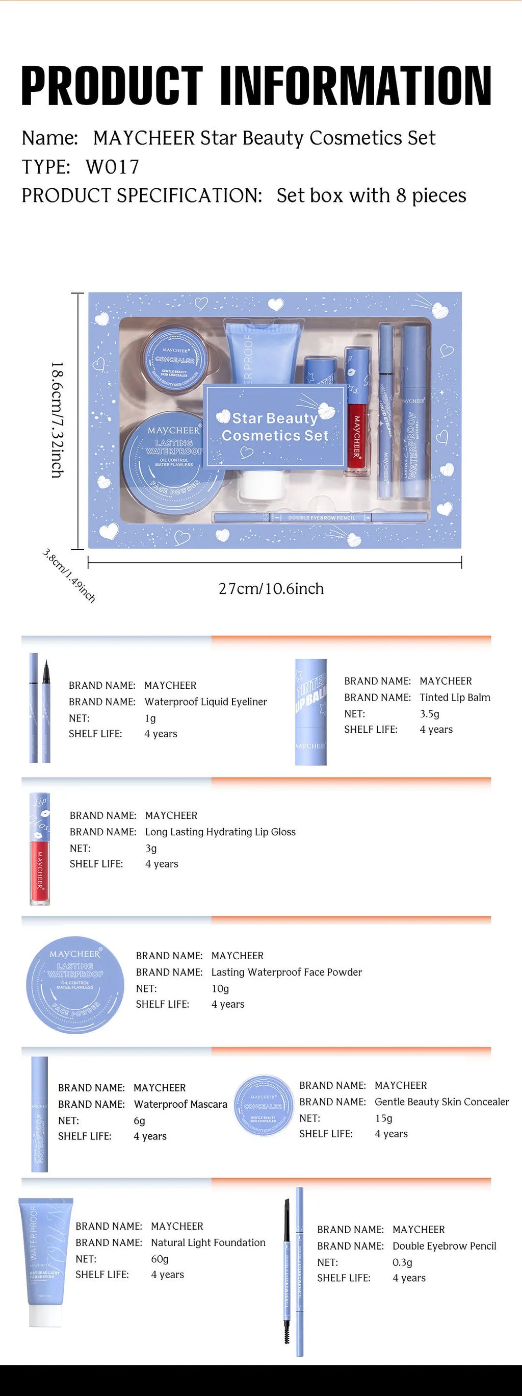 All-In-One Makeup Set,Full Makeup Kit Gift Include Concealer,Foundation,Eyeliner,Eyebrow Pen,Mascara,Lipstick Makeup for Women