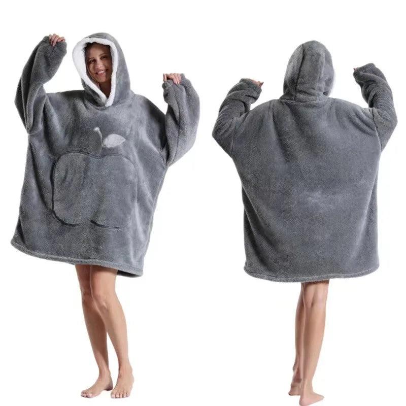 Home Quality Hooded Sweater Blanket Soft Polar Fleece Blanket with Sleeves Large Pocket Warm Thick TV Hoodie Robe Couple 이불 Плед