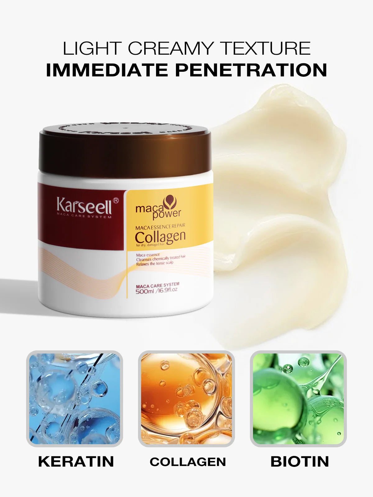 Karseell Collagen Hair Treatment Deep Repair Conditioning Argan Oil Hair Mask Essence for Dry Damaged Hair 100ml/500ml
