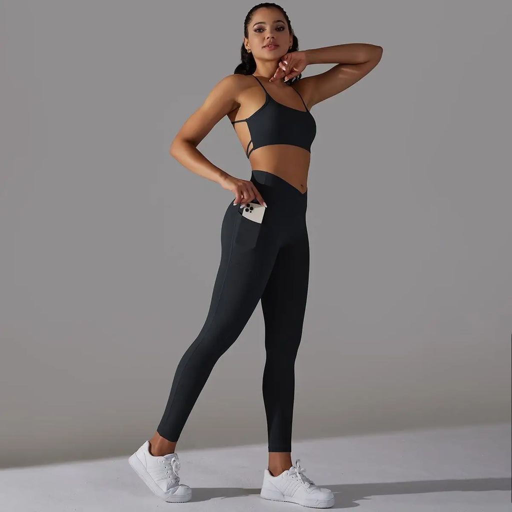 Sports Bra and Leggings Two Piece Sets Womens Outifits Naked Feeling Gym Female Fitness Set Work Out Clothing Women Sports Set