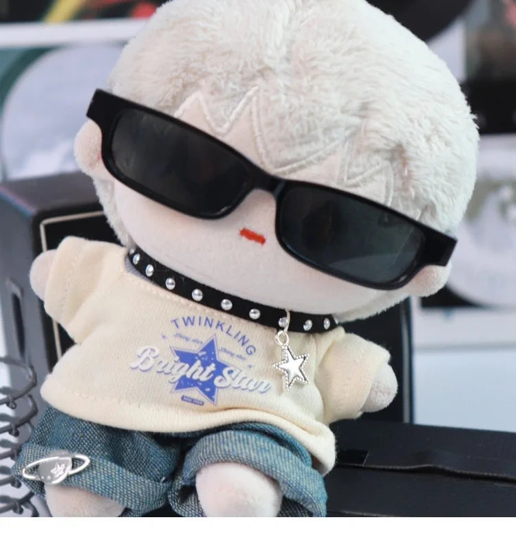 Labubu Clothes For 15/17cm V1 V2 V3 Plush Idol Doll Hip Hop T-Shirt Pants Necklace 3PCS/Pack Decoration Accessories Fans Gift