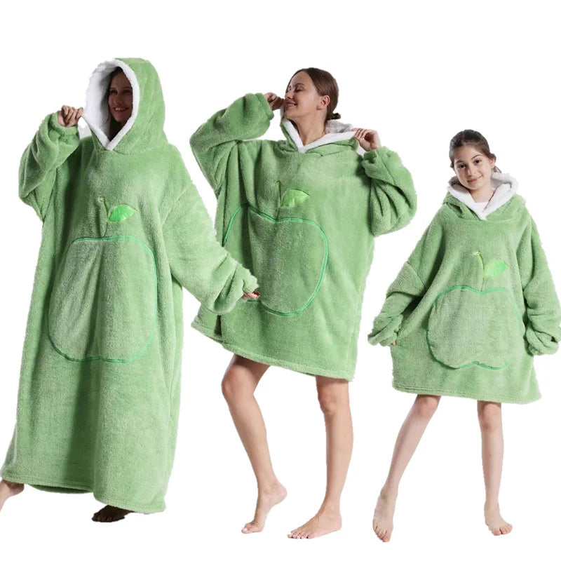 Home Quality Hooded Sweater Blanket Soft Polar Fleece Blanket with Sleeves Large Pocket Warm Thick TV Hoodie Robe Couple 이불 Плед