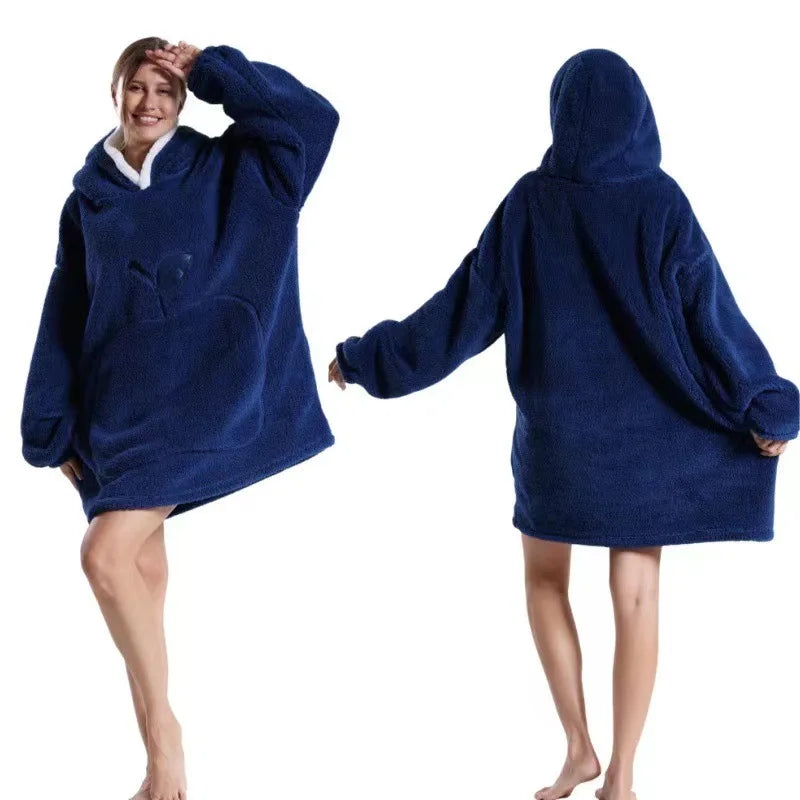 Home Quality Hooded Sweater Blanket Soft Polar Fleece Blanket with Sleeves Large Pocket Warm Thick TV Hoodie Robe Couple 이불 Плед