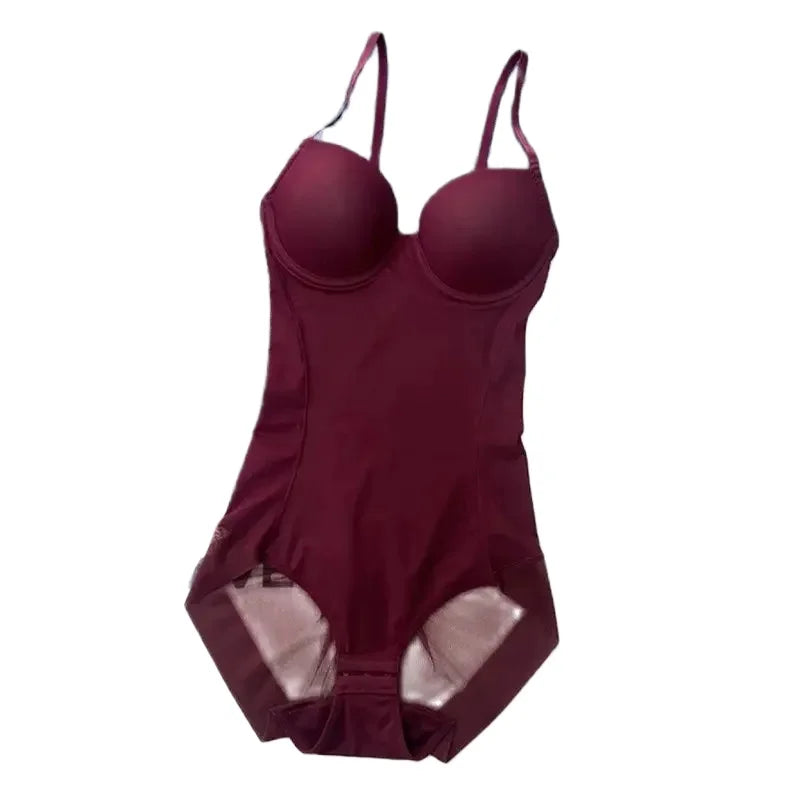 Underwire Wine Bodysuit Women Shapers Stretch Solid Color Silky Underwear Shapewear Body Shaper