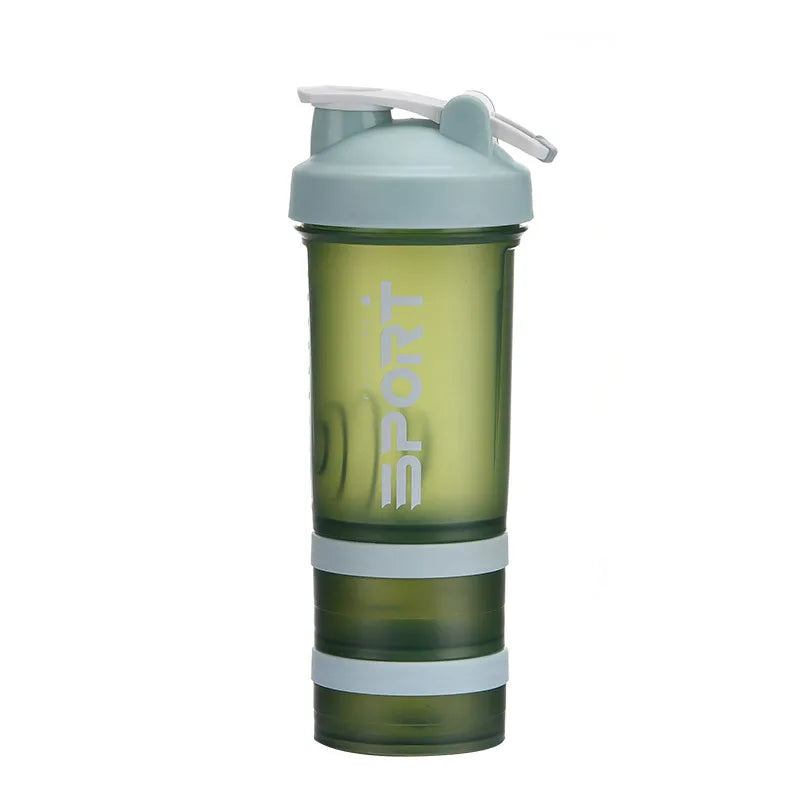 500ML 3-layer Sports Water Bottle Protein Shaker Outdoor Travel Portable Leakproof Drinkware Plastic My Drink Bottle BPA Free