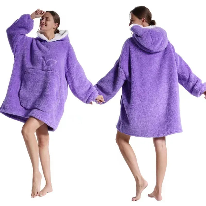Home Quality Hooded Sweater Blanket Soft Polar Fleece Blanket with Sleeves Large Pocket Warm Thick TV Hoodie Robe Couple 이불 Плед