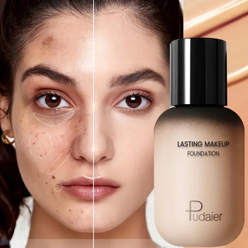 Full Coverage Foundation - Waterproof, Long-Lasting, Matte Finish, Natural Look - All Skin Types, Natural Finish Foundation