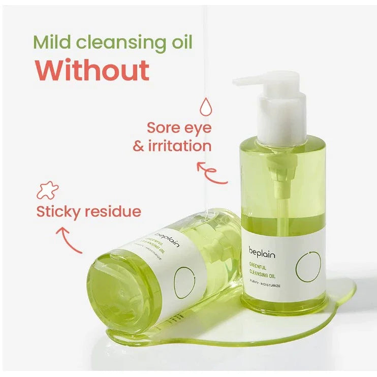 Korean Skincare Set Beplain Mung Bean Face Cleansing Foam,Face Serum,Exfoliate Pore Remover Clay Mask and Cleansing Oil 4pcs Set