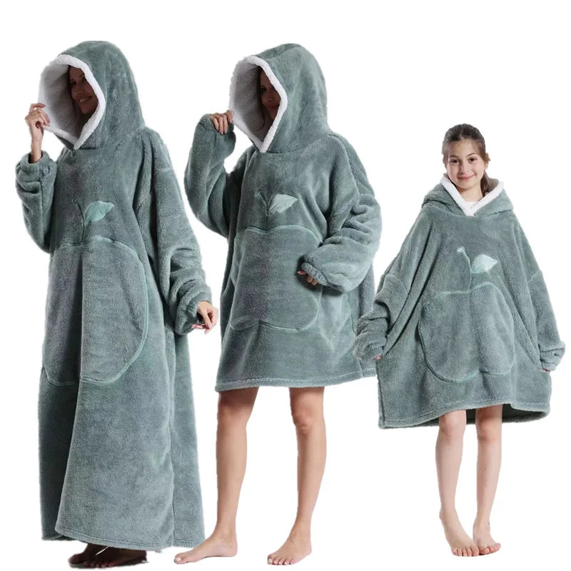 Home Quality Hooded Sweater Blanket Soft Polar Fleece Blanket with Sleeves Large Pocket Warm Thick TV Hoodie Robe Couple 이불 Плед