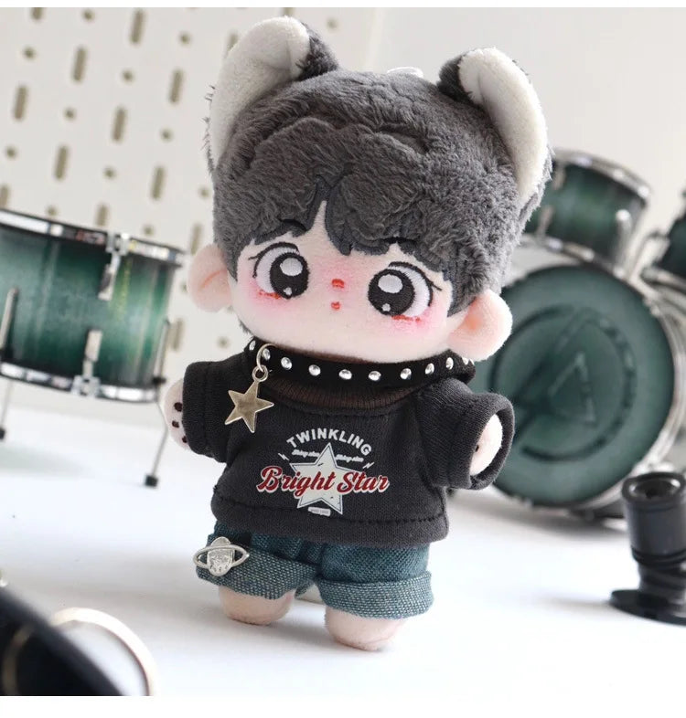 Labubu Clothes For 15/17cm V1 V2 V3 Plush Idol Doll Hip Hop T-Shirt Pants Necklace 3PCS/Pack Decoration Accessories Fans Gift